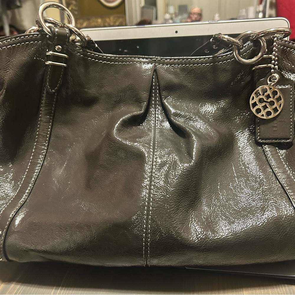 COACH Alexandra Metallic Khaki Women's Shoulder Bag with Dustbag